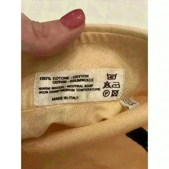 Ingram Mens Orange 100% Cotton Long Sleeve Button Up Shirt Made In Italy 17.5/44 - Picture 10 of 11